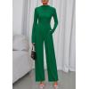 imagePRETTYGARDEN Long Sleeve Jumpsuit for Women 2025 Fall Date Night Rompers Dressy Casual One Piece Mock Neck Jumpsuits PocketsGreen