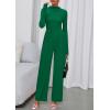 imagePRETTYGARDEN Long Sleeve Jumpsuit for Women 2025 Fall Date Night Rompers Dressy Casual One Piece Mock Neck Jumpsuits PocketsGreen