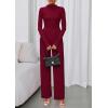 imagePRETTYGARDEN Long Sleeve Jumpsuit for Women 2025 Fall Date Night Rompers Dressy Casual One Piece Mock Neck Jumpsuits PocketsWine Red