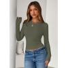 imagePRETTYGARDEN Women 2025 Fall Clothes Long Sleeve Shirts Ribbed Knit Fitted Basic Tee Going Out Tops Underscrub Casual OutfitsArmy Green