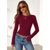 imagePRETTYGARDEN Women 2025 Fall Clothes Long Sleeve Shirts Ribbed Knit Fitted Basic Tee Going Out Tops Underscrub Casual OutfitsBurgundy