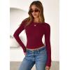 imagePRETTYGARDEN Women 2025 Fall Clothes Long Sleeve Shirts Ribbed Knit Fitted Basic Tee Going Out Tops Underscrub Casual OutfitsBurgundy