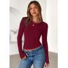 imagePRETTYGARDEN Women 2025 Fall Clothes Long Sleeve Shirts Ribbed Knit Fitted Basic Tee Going Out Tops Underscrub Casual OutfitsBurgundy