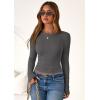 imagePRETTYGARDEN Women 2025 Fall Clothes Long Sleeve Shirts Ribbed Knit Fitted Basic Tee Going Out Tops Underscrub Casual OutfitsCharcoal