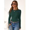 imagePRETTYGARDEN Women 2025 Fall Clothes Long Sleeve Shirts Ribbed Knit Fitted Basic Tee Going Out Tops Underscrub Casual OutfitsDark Green