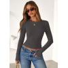 imagePRETTYGARDEN Women 2025 Fall Clothes Long Sleeve Shirts Ribbed Knit Fitted Basic Tee Going Out Tops Underscrub Casual OutfitsDark Grey