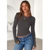 imagePRETTYGARDEN Women 2025 Fall Clothes Long Sleeve Shirts Ribbed Knit Fitted Basic Tee Going Out Tops Underscrub Casual OutfitsDark Grey