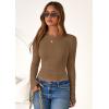 imagePRETTYGARDEN Women 2025 Fall Clothes Long Sleeve Shirts Ribbed Knit Fitted Basic Tee Going Out Tops Underscrub Casual OutfitsDark Khaki