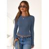 imagePRETTYGARDEN Women 2025 Fall Clothes Long Sleeve Shirts Ribbed Knit Fitted Basic Tee Going Out Tops Underscrub Casual OutfitsDusty Blue