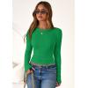 imagePRETTYGARDEN Women 2025 Fall Clothes Long Sleeve Shirts Ribbed Knit Fitted Basic Tee Going Out Tops Underscrub Casual OutfitsGreen