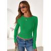 imagePRETTYGARDEN Women 2025 Fall Clothes Long Sleeve Shirts Ribbed Knit Fitted Basic Tee Going Out Tops Underscrub Casual OutfitsGreen