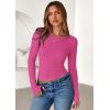 imagePRETTYGARDEN Women 2025 Fall Clothes Long Sleeve Shirts Ribbed Knit Fitted Basic Tee Going Out Tops Underscrub Casual OutfitsHot Pink