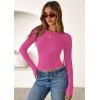 imagePRETTYGARDEN Women 2025 Fall Clothes Long Sleeve Shirts Ribbed Knit Fitted Basic Tee Going Out Tops Underscrub Casual OutfitsHot Pink