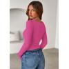 imagePRETTYGARDEN Women 2025 Fall Clothes Long Sleeve Shirts Ribbed Knit Fitted Basic Tee Going Out Tops Underscrub Casual OutfitsHot Pink