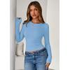imagePRETTYGARDEN Women 2025 Fall Clothes Long Sleeve Shirts Ribbed Knit Fitted Basic Tee Going Out Tops Underscrub Casual OutfitsLight Blue
