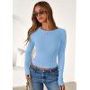 imagePRETTYGARDEN Women 2025 Fall Clothes Long Sleeve Shirts Ribbed Knit Fitted Basic Tee Going Out Tops Underscrub Casual OutfitsLight Blue