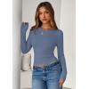 imagePRETTYGARDEN Women 2025 Fall Clothes Long Sleeve Shirts Ribbed Knit Fitted Basic Tee Going Out Tops Underscrub Casual OutfitsLight Dusty Blue