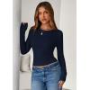 imagePRETTYGARDEN Women 2025 Fall Clothes Long Sleeve Shirts Ribbed Knit Fitted Basic Tee Going Out Tops Underscrub Casual OutfitsNavy Blue