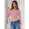 imagePRETTYGARDEN Women 2025 Fall Clothes Long Sleeve Shirts Ribbed Knit Fitted Basic Tee Going Out Tops Underscrub Casual OutfitsPink