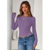 imagePRETTYGARDEN Women 2025 Fall Clothes Long Sleeve Shirts Ribbed Knit Fitted Basic Tee Going Out Tops Underscrub Casual OutfitsPurple