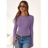 imagePRETTYGARDEN Women 2025 Fall Clothes Long Sleeve Shirts Ribbed Knit Fitted Basic Tee Going Out Tops Underscrub Casual OutfitsPurple
