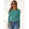 imagePRETTYGARDEN Women 2025 Fall Clothes Long Sleeve Shirts Ribbed Knit Fitted Basic Tee Going Out Tops Underscrub Casual OutfitsTeal