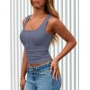 imagePRETTYGARDEN Womens 2025 Summer Tank Tops Ribbed Knit Slim Fit Sleeveless Henley Shirts Casual Basic Button Up BlouseBlue Grey
