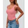 imagePRETTYGARDEN Womens 2025 Summer Tank Tops Ribbed Knit Slim Fit Sleeveless Henley Shirts Casual Basic Button Up BlousePink
