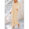 imagePRETTYGARDEN Womens Jumpsuits Dressy Casual Fall Fashion 2025 Trendy Long Sleeve Wide Leg Rompers Spring Work Office OutfitsBeige