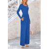 imagePRETTYGARDEN Womens Jumpsuits Dressy Casual Fall Fashion 2025 Trendy Long Sleeve Wide Leg Rompers Spring Work Office OutfitsBlue
