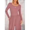 imagePRETTYGARDEN Womens Jumpsuits Dressy Casual Fall Fashion 2025 Trendy Long Sleeve Wide Leg Rompers Spring Work Office OutfitsDusty Pink