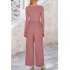imagePRETTYGARDEN Womens Jumpsuits Dressy Casual Fall Fashion 2025 Trendy Long Sleeve Wide Leg Rompers Spring Work Office OutfitsDusty Pink