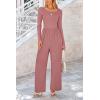 imagePRETTYGARDEN Womens Jumpsuits Dressy Casual Fall Fashion 2025 Trendy Long Sleeve Wide Leg Rompers Spring Work Office OutfitsDusty Pink