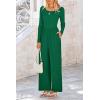 imagePRETTYGARDEN Womens Jumpsuits Dressy Casual Fall Fashion 2025 Trendy Long Sleeve Wide Leg Rompers Spring Work Office OutfitsGreen