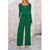 imagePRETTYGARDEN Womens Jumpsuits Dressy Casual Fall Fashion 2025 Trendy Long Sleeve Wide Leg Rompers Spring Work Office OutfitsGreen