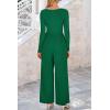 imagePRETTYGARDEN Womens Jumpsuits Dressy Casual Fall Fashion 2025 Trendy Long Sleeve Wide Leg Rompers Spring Work Office OutfitsGreen