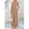 imagePRETTYGARDEN Womens Jumpsuits Dressy Casual Fall Fashion 2025 Trendy Long Sleeve Wide Leg Rompers Spring Work Office OutfitsKhaki