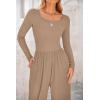 imagePRETTYGARDEN Womens Jumpsuits Dressy Casual Fall Fashion 2025 Trendy Long Sleeve Wide Leg Rompers Spring Work Office OutfitsKhaki
