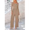 imagePRETTYGARDEN Womens Jumpsuits Dressy Casual Fall Fashion 2025 Trendy Long Sleeve Wide Leg Rompers Spring Work Office OutfitsKhaki