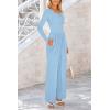 imagePRETTYGARDEN Womens Jumpsuits Dressy Casual Fall Fashion 2025 Trendy Long Sleeve Wide Leg Rompers Spring Work Office OutfitsLight Blue