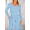 imagePRETTYGARDEN Womens Jumpsuits Dressy Casual Fall Fashion 2025 Trendy Long Sleeve Wide Leg Rompers Spring Work Office OutfitsLight Blue
