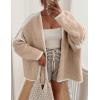 imagePRETTYGARDEN Womens Oversized Cardigan Sweaters 2025 Fall Long Lantern Sleeve Knit Open Front Lightweight SweaterStyle2apricot