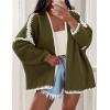 imagePRETTYGARDEN Womens Oversized Cardigan Sweaters 2025 Fall Long Lantern Sleeve Knit Open Front Lightweight SweaterStyle2army Green