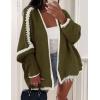 imagePRETTYGARDEN Womens Oversized Cardigan Sweaters 2025 Fall Long Lantern Sleeve Knit Open Front Lightweight SweaterStyle2army Green