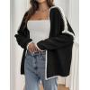 imagePRETTYGARDEN Womens Oversized Cardigan Sweaters 2025 Fall Long Lantern Sleeve Knit Open Front Lightweight SweaterStyle2black
