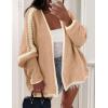 imagePRETTYGARDEN Womens Oversized Cardigan Sweaters 2025 Fall Long Lantern Sleeve Knit Open Front Lightweight SweaterStyle2camel