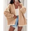 imagePRETTYGARDEN Womens Oversized Cardigan Sweaters 2025 Fall Long Lantern Sleeve Knit Open Front Lightweight SweaterStyle2camel
