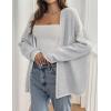 imagePRETTYGARDEN Womens Oversized Cardigan Sweaters 2025 Fall Long Lantern Sleeve Knit Open Front Lightweight SweaterStyle2grey
