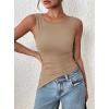 imagePRETTYGARDEN Womens Ruched Tank Tops 2025 Summer Sleeveless Slim Fit T Shirts Blouses Going Out Y2K Fashion ClothesKhaki