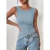 imagePRETTYGARDEN Womens Ruched Tank Tops 2025 Summer Sleeveless Slim Fit T Shirts Blouses Going Out Y2K Fashion ClothesLight Grey Blue